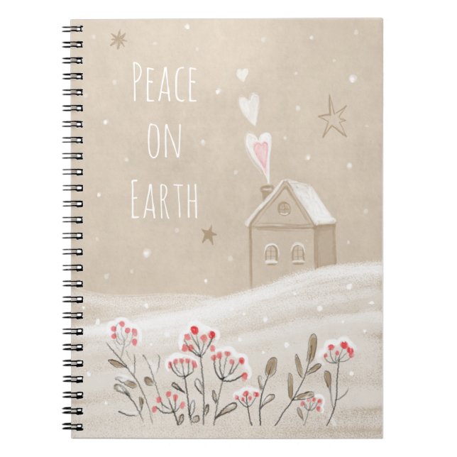 Rustic Christmas House in Snow  Notebook (Front)