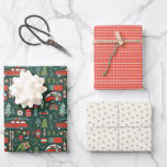 Rustic Christmas Lake Life Camping Red & Green Wrapping Paper Sheet<br><div class="desc">A rustic set of Christmas designs with cosy and cute illustrations of camping and lake life, dark green snowflake pattern and traditional red plaid design. Colours include traditional Christmas colours of green, red and white, as well as dark teal and mint green. Great for a lake house and cabin Christmas...</div>