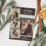 Rustic Christmas Lights 4 Photo Collage Holiday<br><div class="desc">A Rustic Christmas Lights 4 Photo Collage Holiday Magnetic Card with wood background and script greeting. Click the personalise button to customise this design with your photos and details.</div>