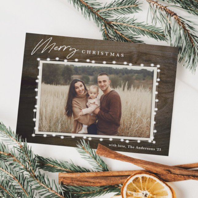 Rustic Christmas Lights Photo Holiday Card (Rustic christmas lights photo holiday card.)