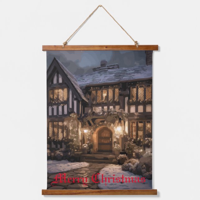 Rustic Christmas Magic Hanging Tapestry (Front)