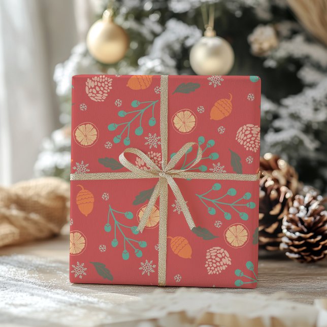 Rustic Christmas Nature Pattern Wrapping Paper (Creator Uploaded)