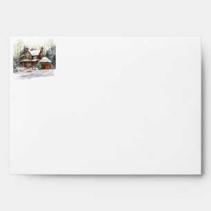 Rustic Christmas New Home Return Address Envelope