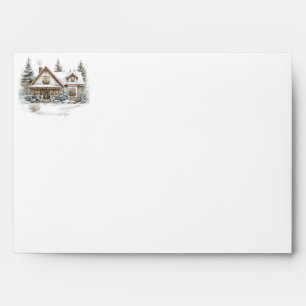 Rustic Christmas New Home Return Address Envelope