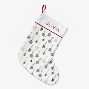 Rustic Christmas Ornaments  Custom Name Small Christmas Stocking