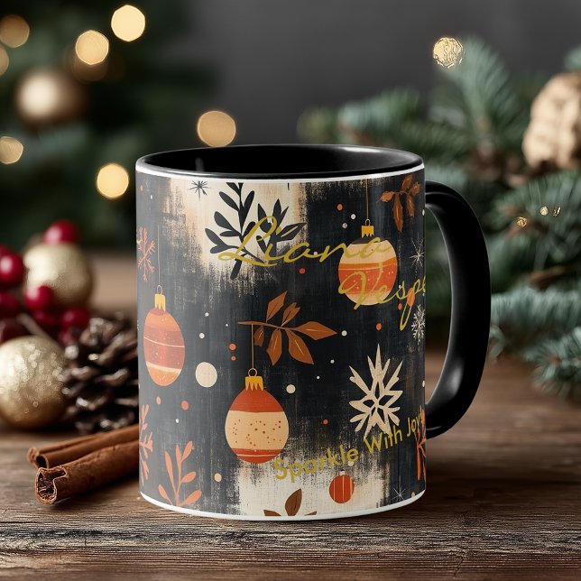 Rustic Christmas ornaments with orange and gold  Mug (Creator Uploaded)