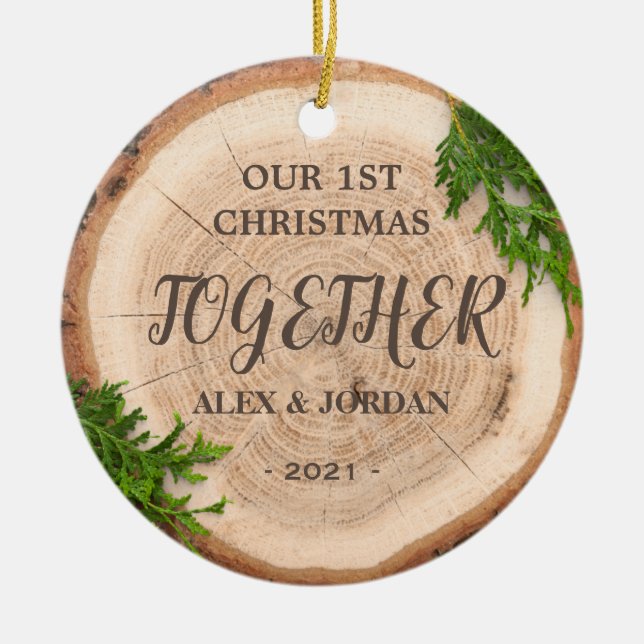 Rustic Christmas - Our 1st Christmas Together Ceramic Tree Decoration (Front)
