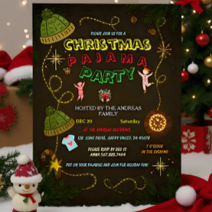 Rustic Christmas Pajama Gathering Cabin Family Invitation