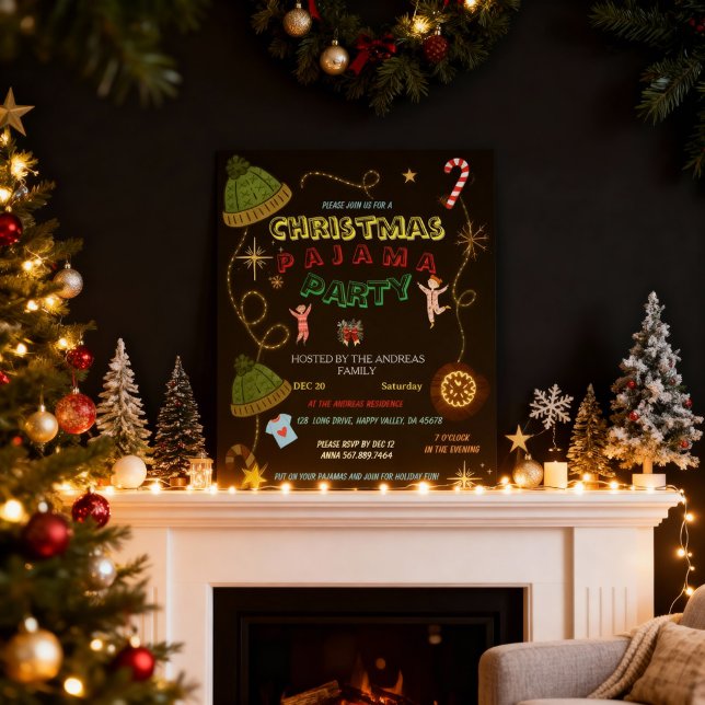 Rustic Christmas Pajama Gathering | Cabin Family Postcard (Creator Uploaded)