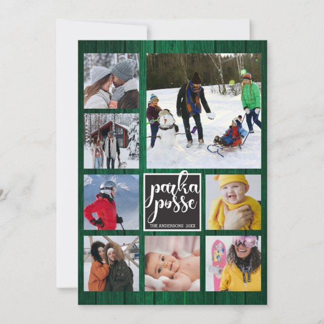 Rustic Christmas 🎄 Parka Posse Barn Wood Card (Front)