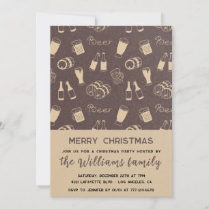 Rustic Christmas Party Beer Drinks Invitation