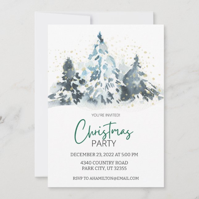 Rustic Christmas Party Deer Forest Invitation (Front)