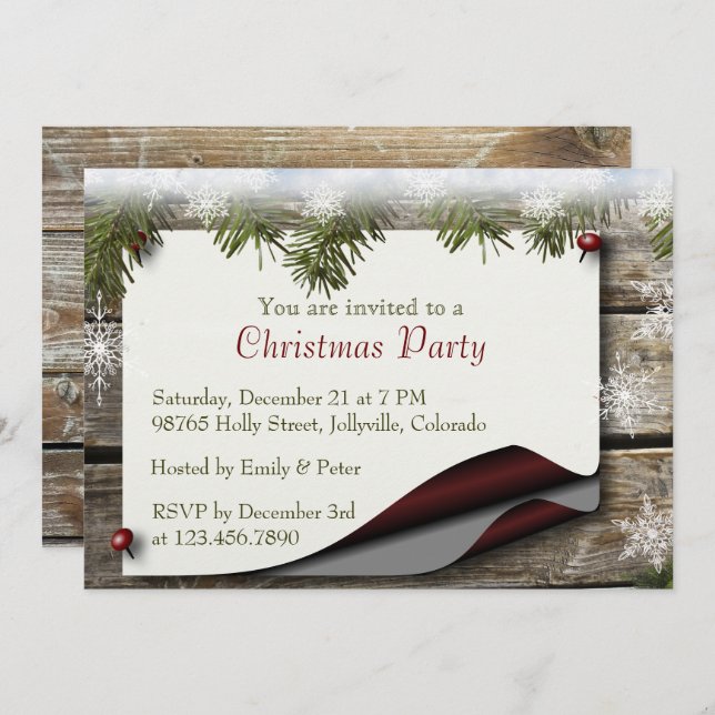 Rustic Christmas Party Invitation (Front/Back)