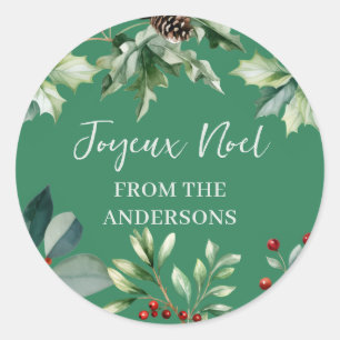 Rustic Christmas Party Plate Classic Round Sticker