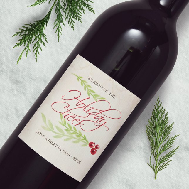 Rustic Christmas Personalised Boho Chic Wine Label (Creator Uploaded)