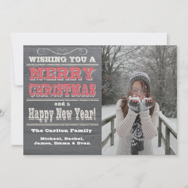 Rustic Christmas Photo Cards Red (Front)