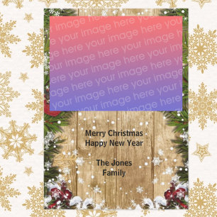 Rustic Christmas Photo Flat Holiday Card