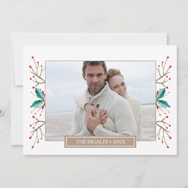 Rustic Christmas Photo Greeting Card - Print (Front)