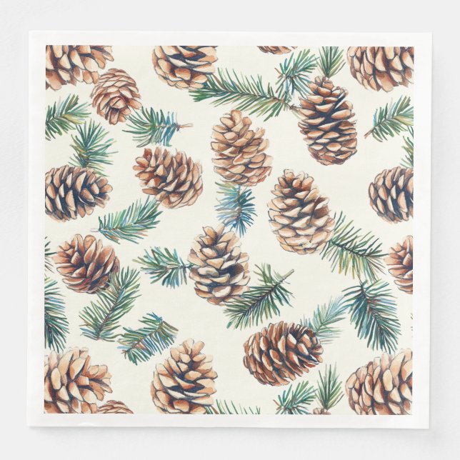 Rustic Christmas pine cones  Napkin (Front)