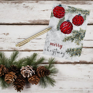 Rustic Christmas Pine Tree Ornaments Holiday Card