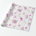 Rustic  Christmas Pink Snowmen and Snowflakes Wrapping Paper<br><div class="desc">Rustic  Christmas Pink Snowmen and Snowflakes with candy canes and cups of cocoa. A lovely way to wrap up your holiday gifts.</div>