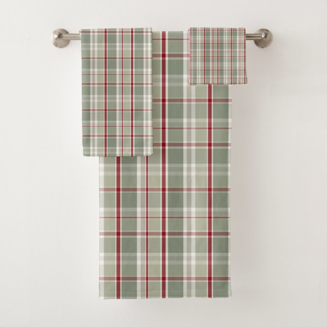 Rustic Christmas Plaid Bath Towel Set (Insitu)