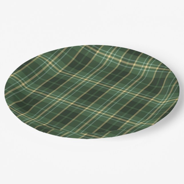 Rustic Christmas plaid tartan pattern Paper Plate (Angled)