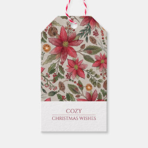 Rustic Christmas Poinsettias Gift Tags