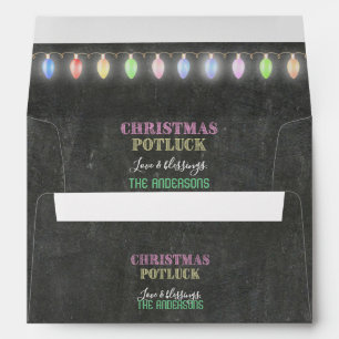Rustic Christmas Potluck Chalkboard String Lights Envelope