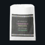 Rustic Christmas Potluck Chalkboard String Lights Favour Bags<br><div class="desc">Rustic Christmas Potluck Chalkboard String Lights. A colourful and joyful design to invite your friend to celebrate the season! Use Customise tool to add your info,  make changes. For matching items,  please,  visit my Christmas Potluck Collection.</div>