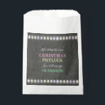 Rustic Christmas Potluck Chalkboard String Lights Favour Bags<br><div class="desc">Rustic Christmas Potluck Chalkboard String Lights. A colourful and joyful design to invite your friend to celebrate the season! Use Customise tool to add your info,  make changes. For matching items,  please,  visit my Christmas Potluck Collection.</div>