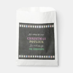 Rustic Christmas Potluck Chalkboard String Lights Favour Bags