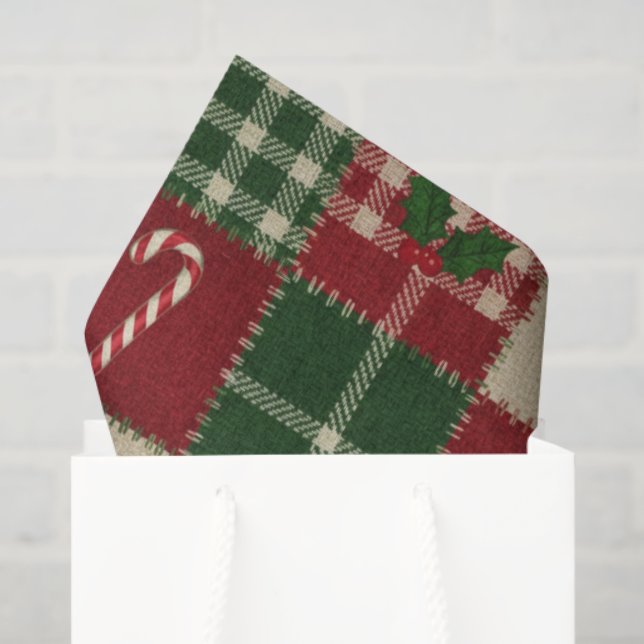Rustic Christmas Quilt Plaid Tissue Paper (Gift Bag)