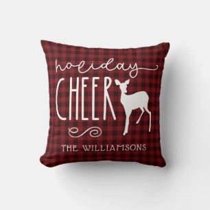 Rustic Christmas Red Buffalo Plaid  Throw Pillow