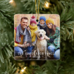 Rustic Christmas Red Snowflakes Back Photo Ceramic Ornament<br><div class="desc">Rustic Christmas Family Photo Ornament - Red Snowflakes back</div>