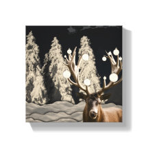 Rustic Christmas Reindeer Canvas Print Décor 