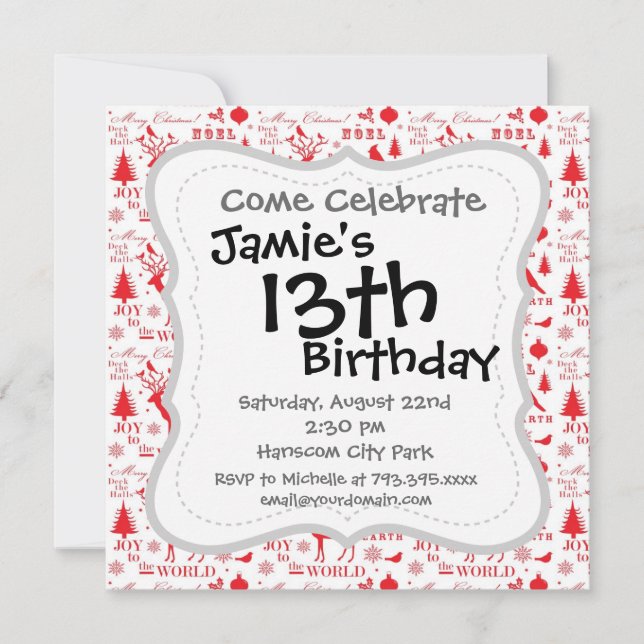 Rustic Christmas Reindeer Trees Birds Holiday Invitation (Front)