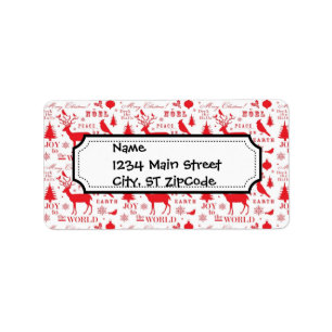 Rustic Christmas Reindeer Trees Birds Holiday Label