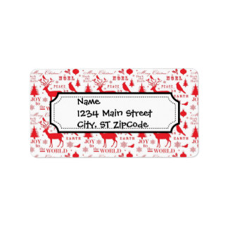 Rustic Christmas Reindeer Trees Birds Holiday Label