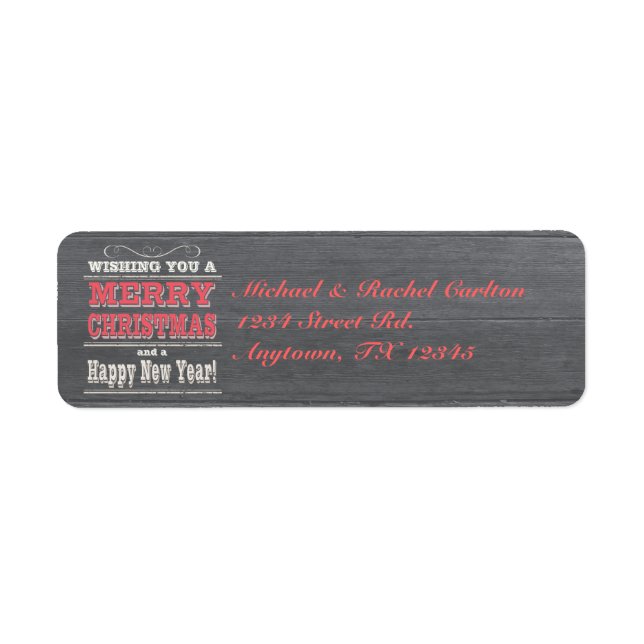 Rustic Christmas Return Address Labels Red (Front)
