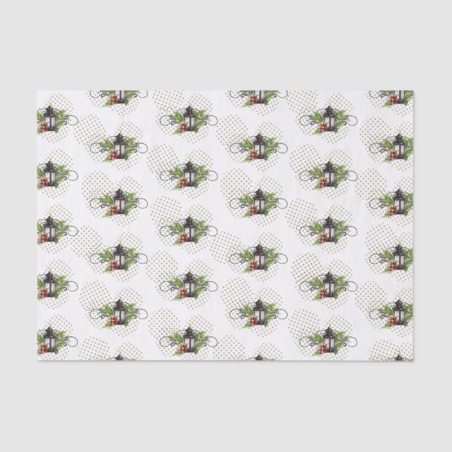 Rustic Christmas Scene Lantern Tissue Paper (Front)