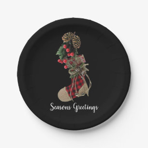 Rustic Christmas Stocking Paper Plate