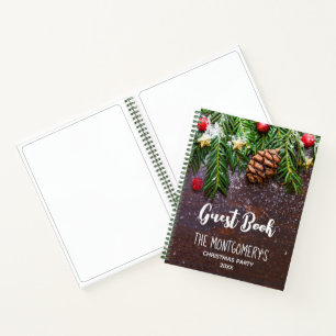 Rustic Christmas Table with Pine & Snow Guest Book