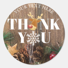 Rustic Christmas Thank You Deer and Snowflake