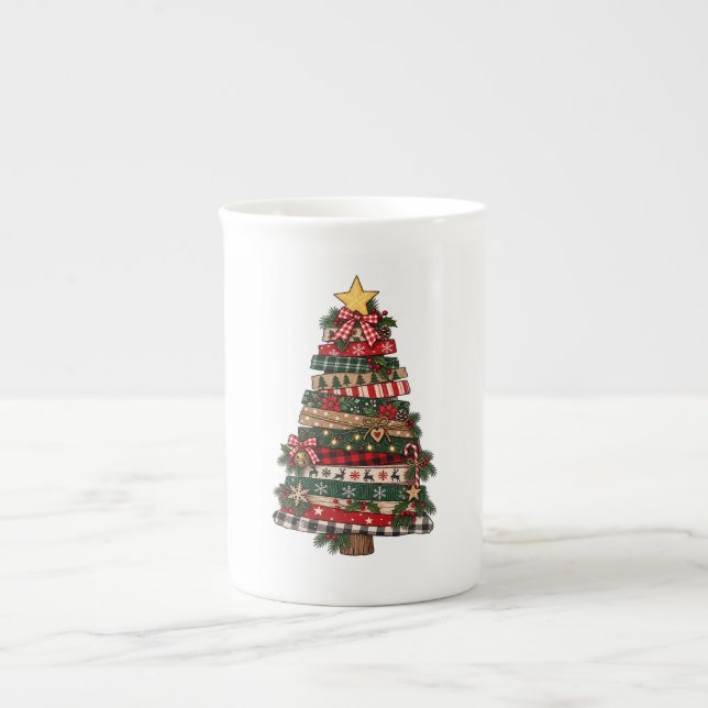 Rustic Christmas Tree  Bone China Mug (Front)