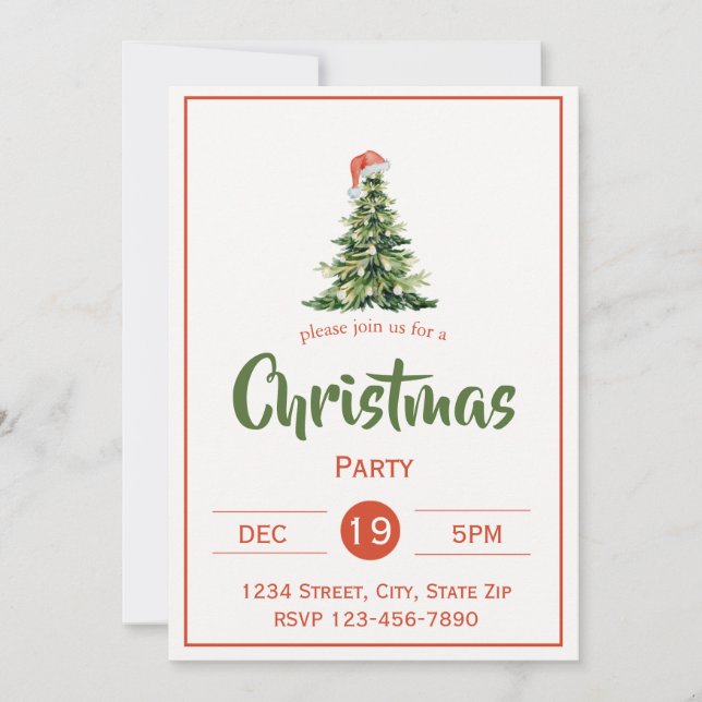 Rustic Christmas Tree Holiday Invitation | Farmhou (Front)