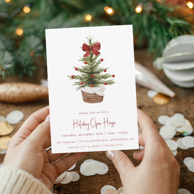 Rustic Christmas Tree Holiday Open House Invitation (Creator Uploaded)