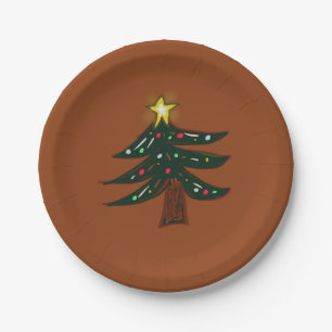 Rustic Christmas Tree on Brown Paper Plate