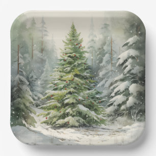 Rustic Christmas Tree Paper Plate