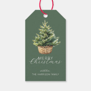 Rustic Christmas Tree Personalised Photo Gift Tags